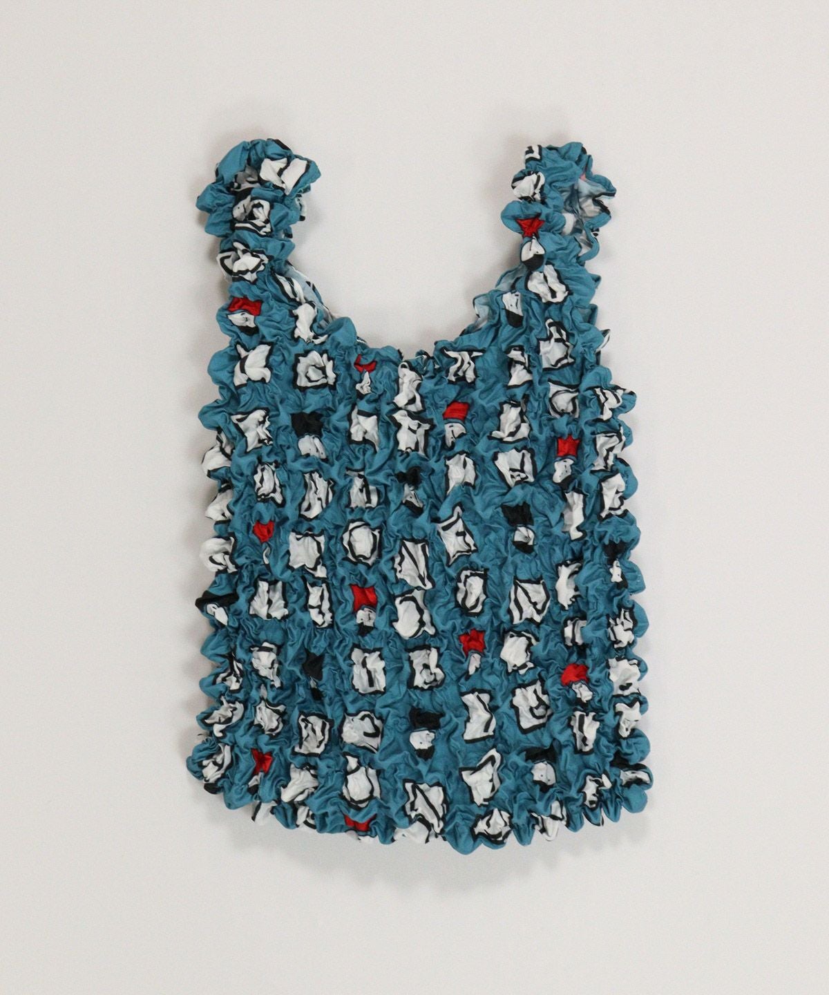 絞り風総柄バッグ(ブルー)