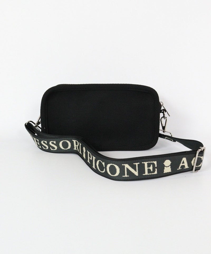 ボックス型ニットショルダーバッグ後（ブラック）