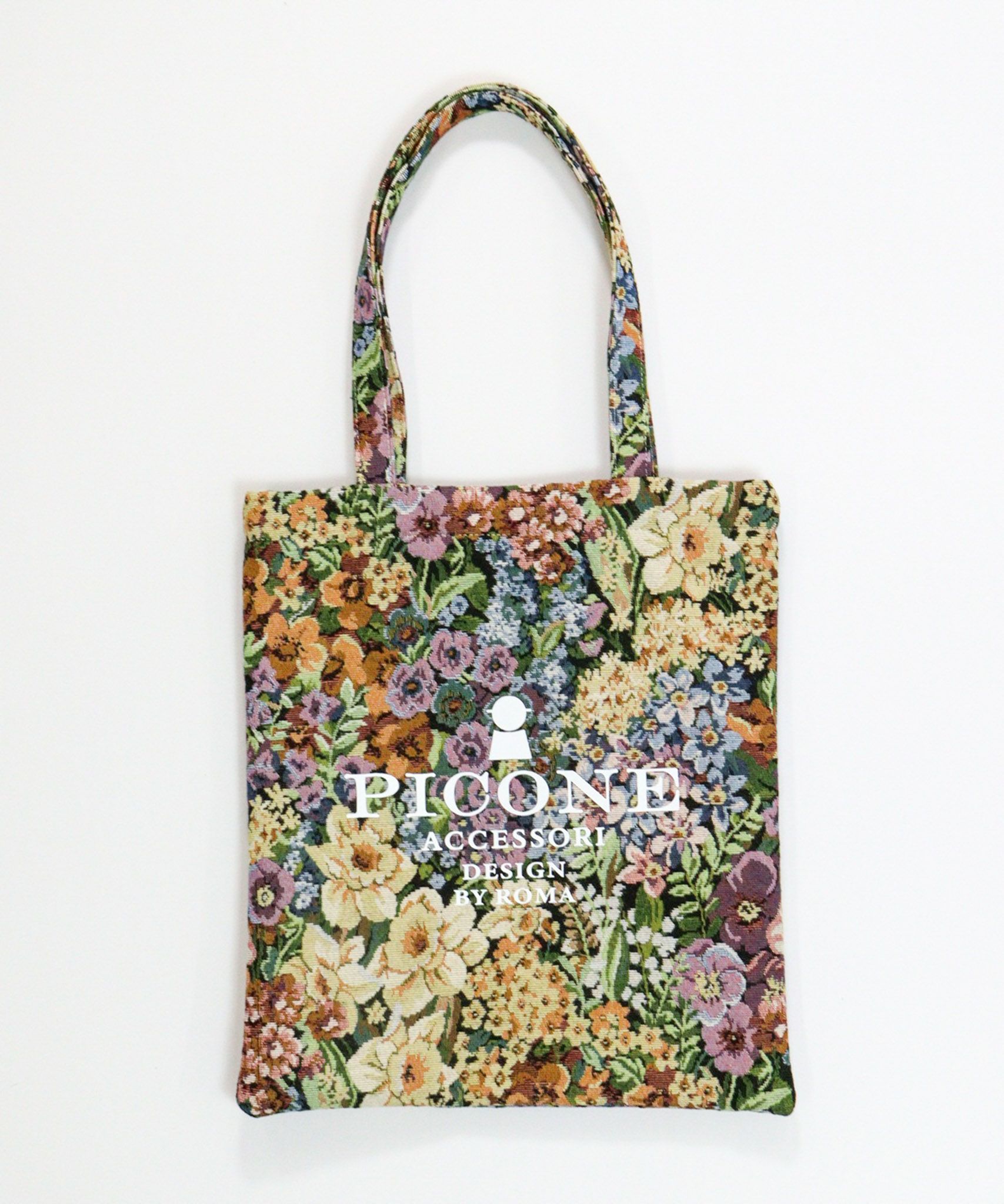 花柄ジャガードトートバッグ(ベージュ)前