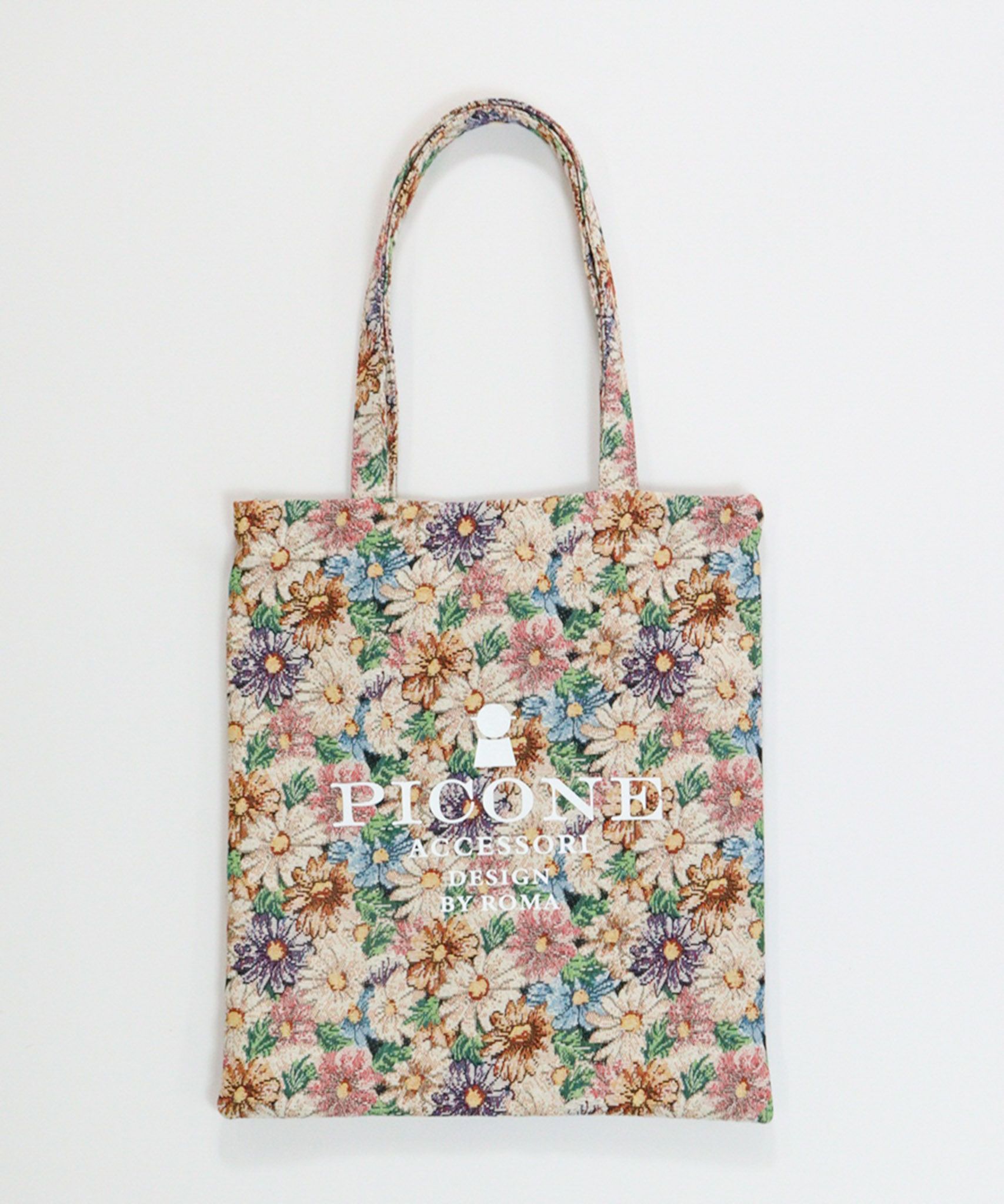 花柄ジャガードトートバッグ(ピンク)前