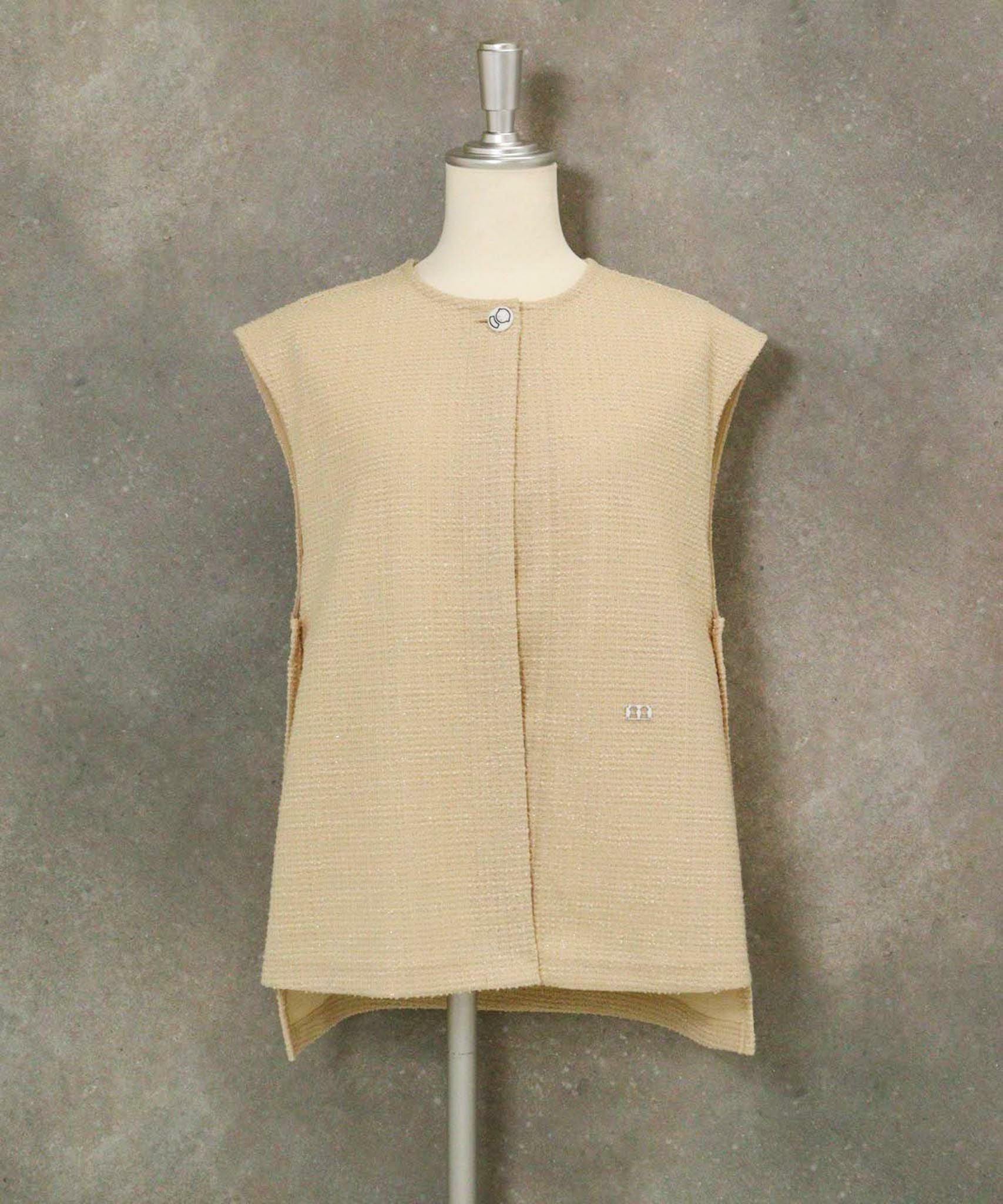 ラメツイードジャージーベスト(ベージュ)前