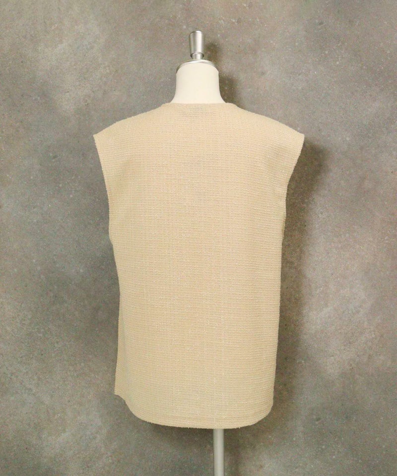 ラメツイードジャージーベスト(ベージュ)後ろ