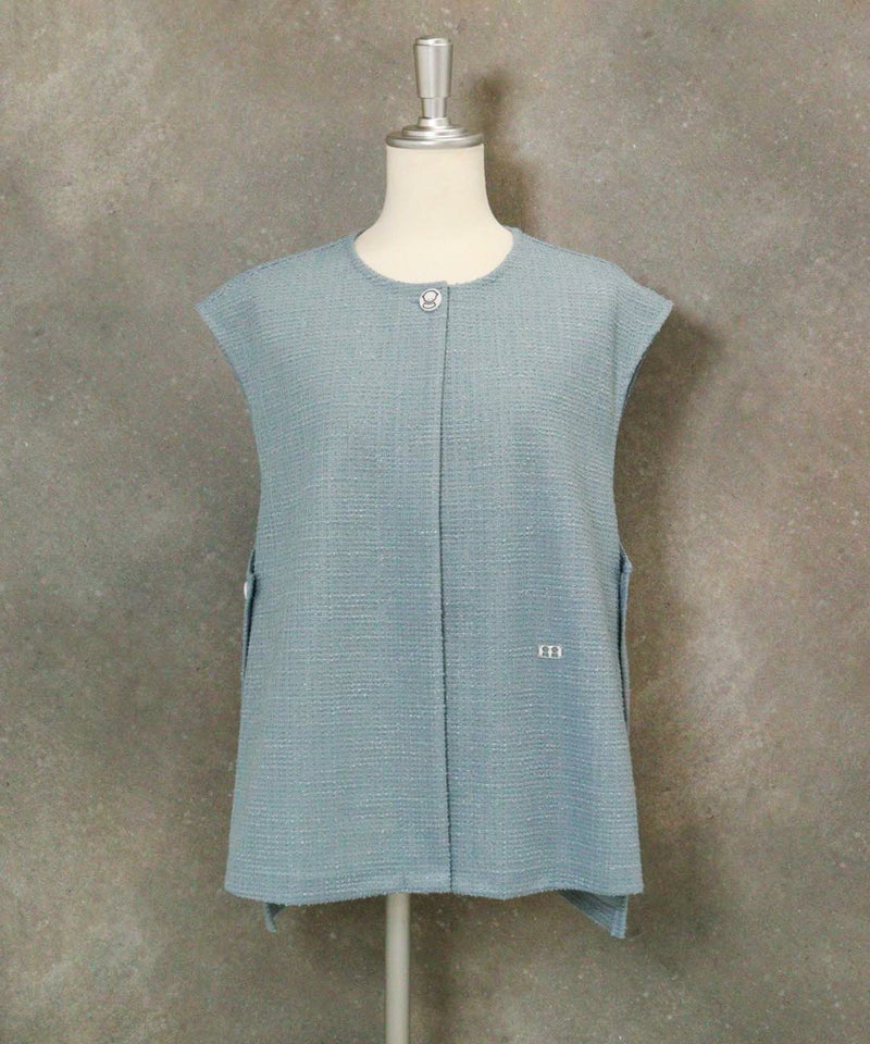 ラメツイードジャージーベスト(ライトブルー)前
