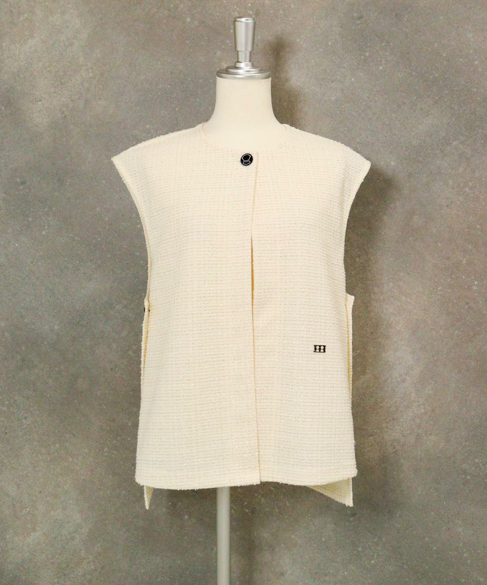 ラメツイードジャージーベスト(ホワイト)前