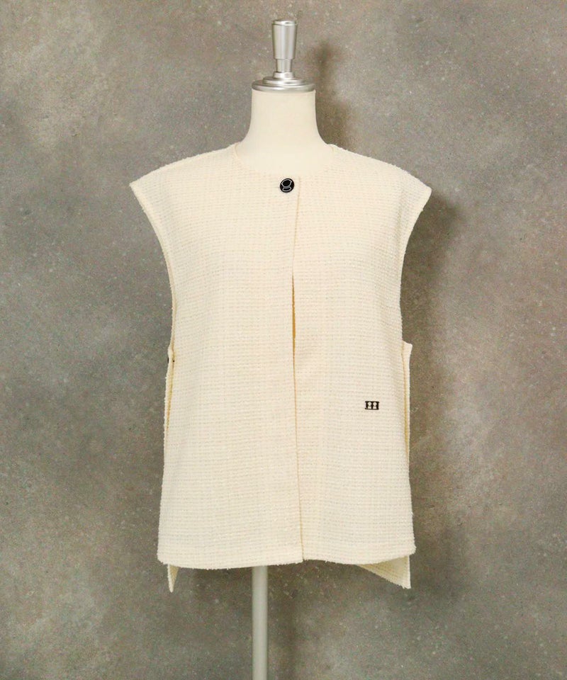 ラメツイードジャージーベスト(ホワイト)前