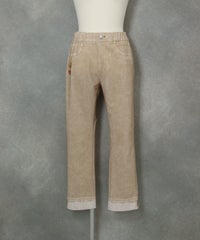 デニム風プリント9分丈パンツ(ベージュ)前