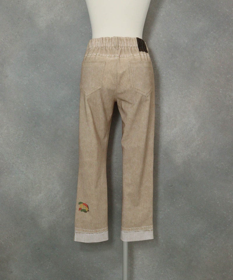 デニム風プリント9分丈パンツ(ベージュ)後ろ