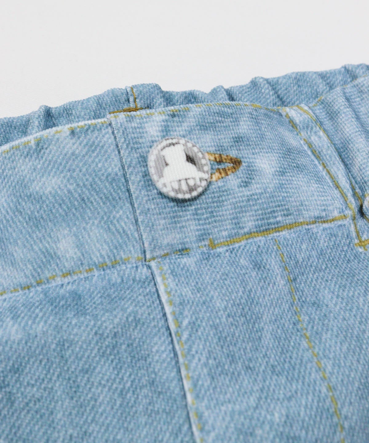 ウエストボタン風プリント(ライトブルー)