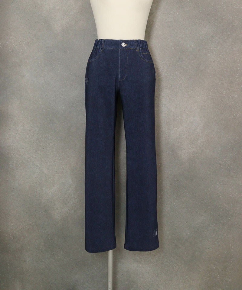 デニム風プリントイージーパンツ(ネイビー)前