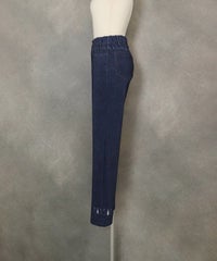 デニム風プリントイージーパンツ(ネイビー)横