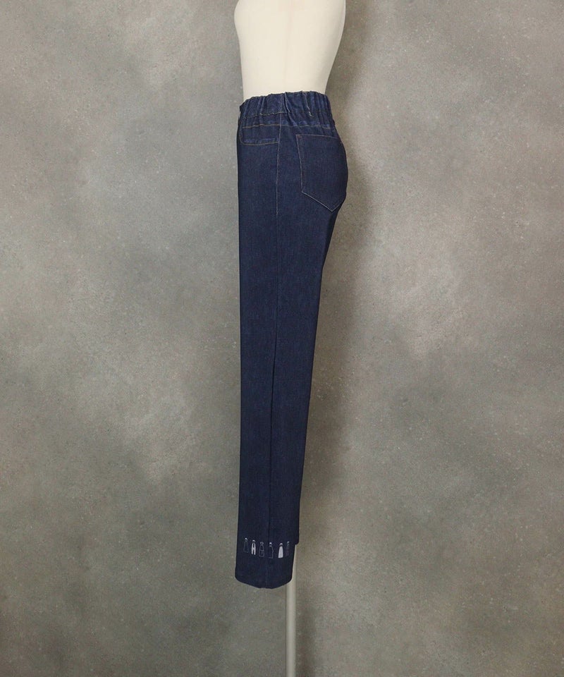 デニム風プリントイージーパンツ(ネイビー)横