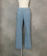 デニム風プリントイージーパンツ(ライトブルー)前