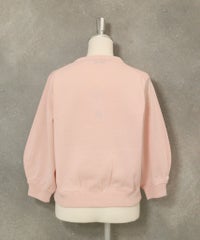 ポケット刺繍七分袖ニットブルゾン(ピンク)後ろ