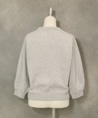 ポケット刺繍七分袖ニットブルゾン(ライトグレー)後ろ