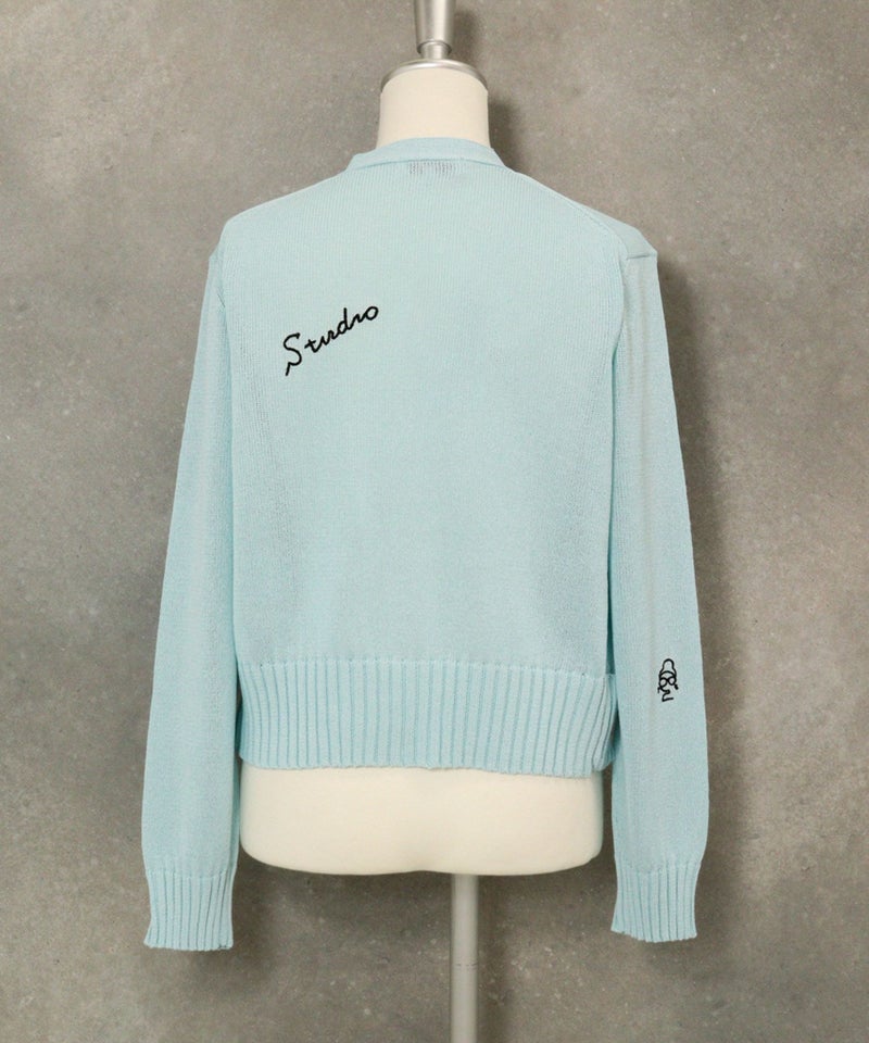 刺繍ニットカーディガン(ライトブルー)後ろ