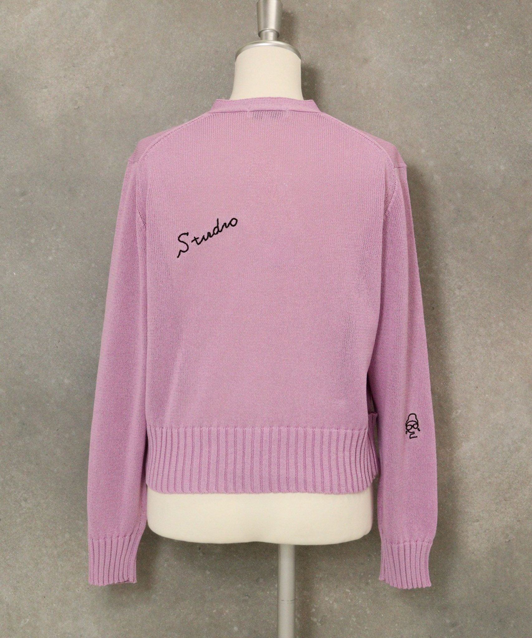 刺繍ニットカーディガン(ライトパープル)後ろ