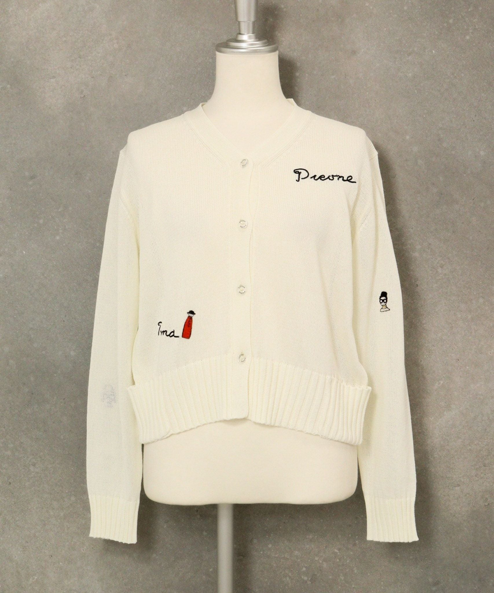 刺繍ニットカーディガン(ホワイト)前