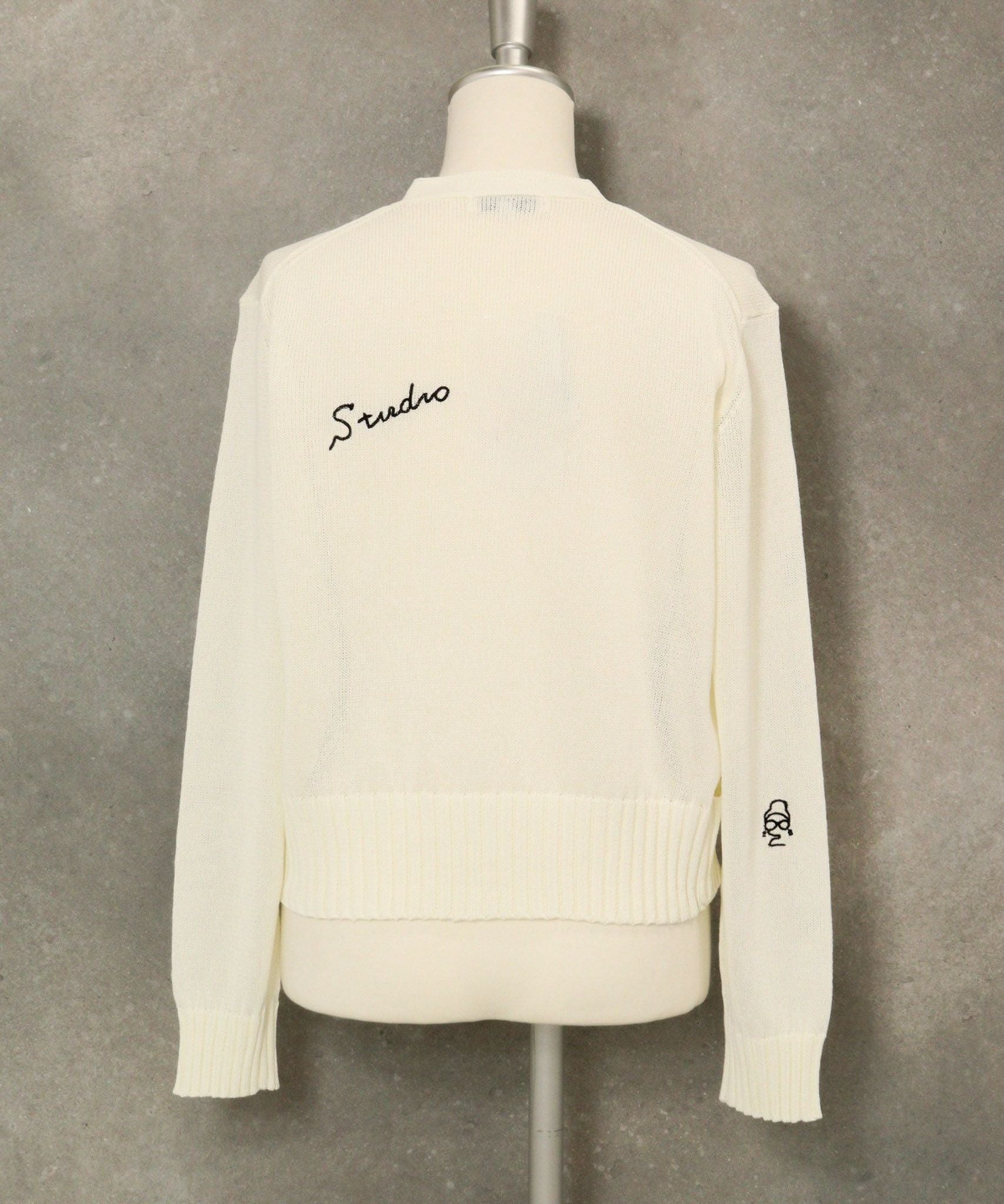 刺繍ニットカーディガン(ホワイト)後ろ