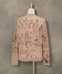 コットン混イラストニットカーディガン(ベージュ)後ろ