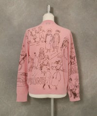 コットン混イラストニットカーディガン(ピンク)後ろ