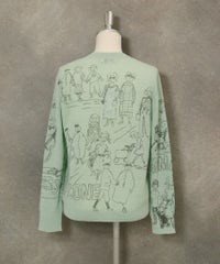 コットン混イラストニットカーディガン(ライトグリーン)後ろ