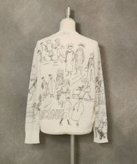 コットン混イラストニットカーディガン(ホワイト)後ろ