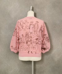 コットン混七分袖イラストニット(ピンク)後ろ