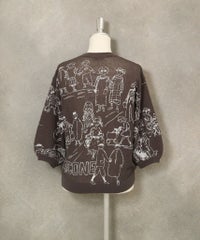 コットン混七分袖イラストニット(グレー)後ろ