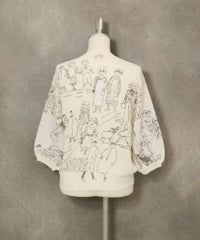 コットン混七分袖イラストニット(ホワイト)後ろ