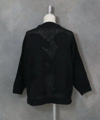 コットン混七分袖メッシュニット(ブラック)後ろ