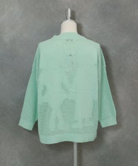 コットン混七分袖メッシュニット(ライトグリーン)後ろ