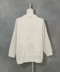 コットン混七分袖メッシュニット(ホワイト)後ろ