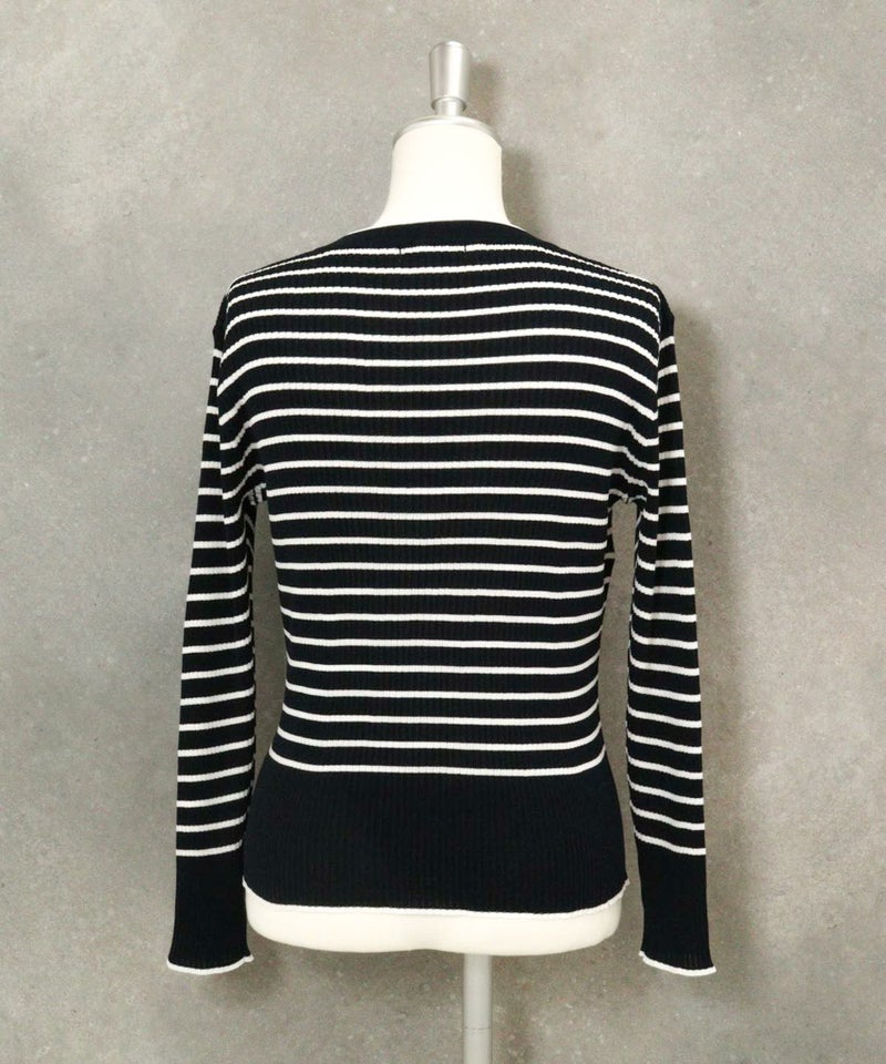 コットン混リブボーダーニット(ネイビー)後ろ