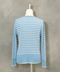 コットン混リブボーダーニット(ブルー)後ろ