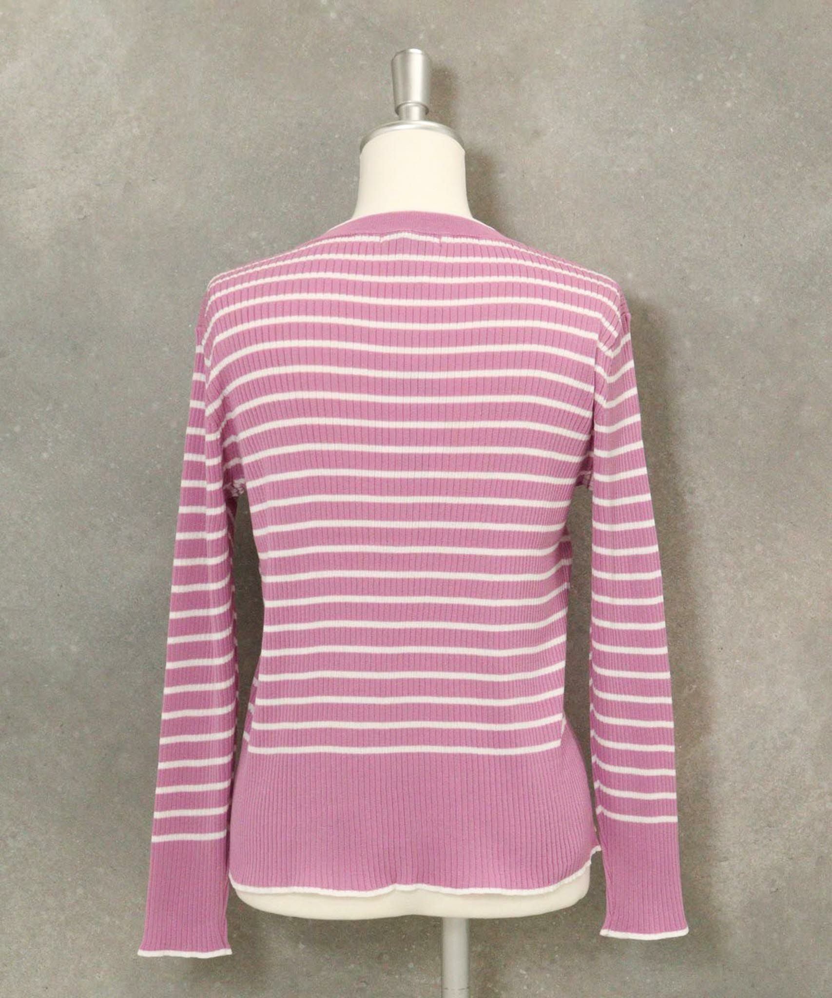 コットン混リブボーダーニット(ライトパープル)後ろ