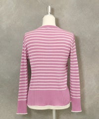 コットン混リブボーダーニット(ライトパープル)後ろ