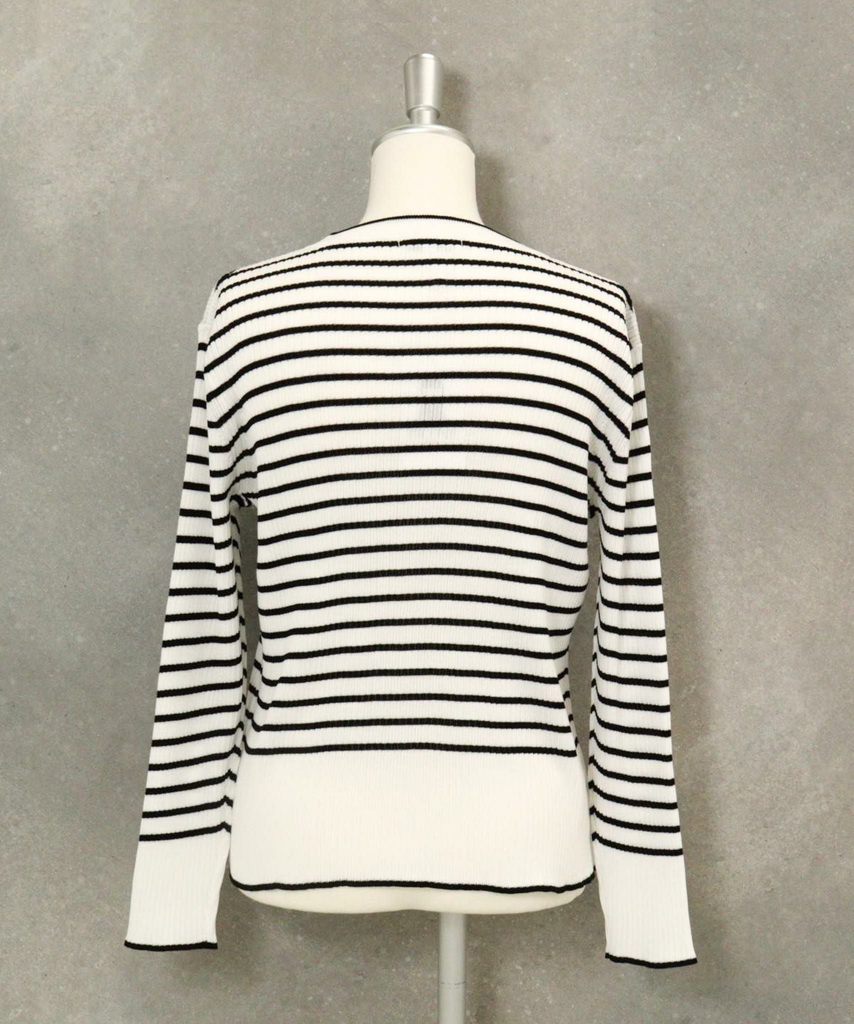 コットン混リブボーダーニット(ホワイト)後ろ