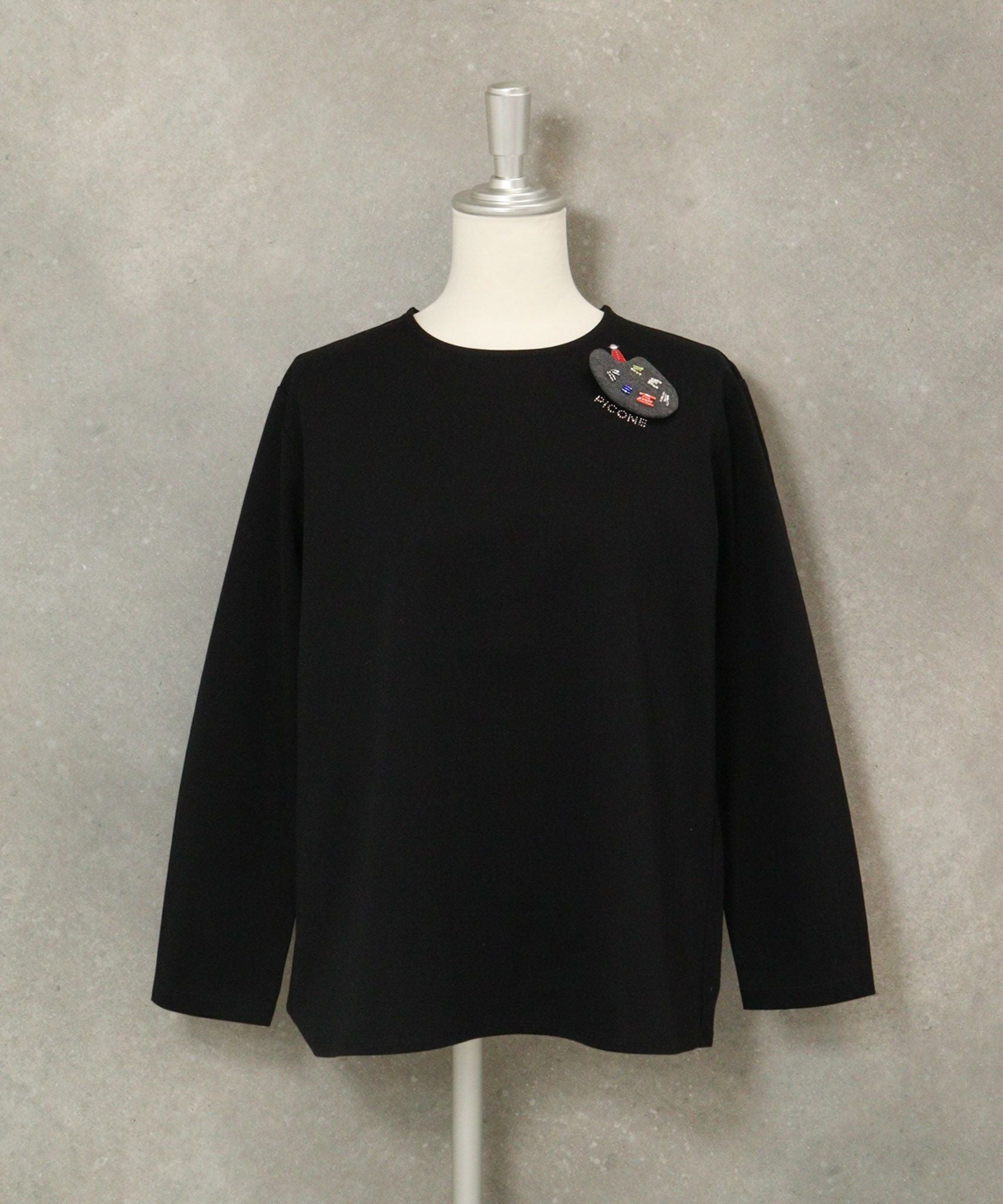 コットン100％UV冷感ポンチプルオーバー(ブラック)前