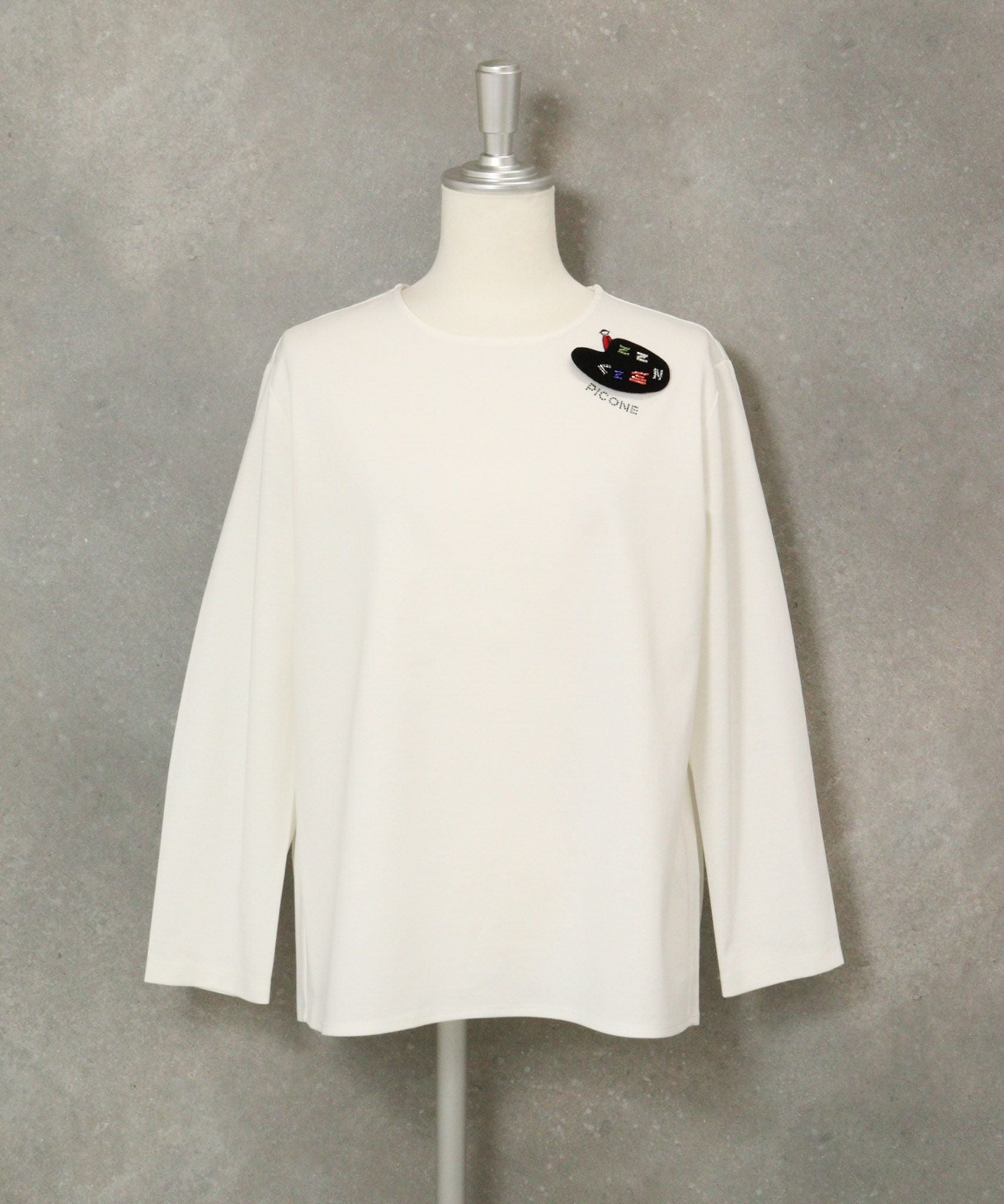 コットン100％UV冷感ポンチプルオーバー(ホワイト)前