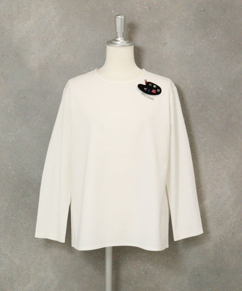 コットン100％UV冷感ポンチプルオーバー(ホワイト)前