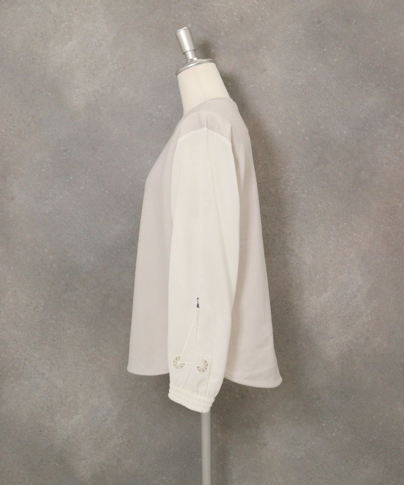 袖切替ポンチプルオーバー(ベージュ)横