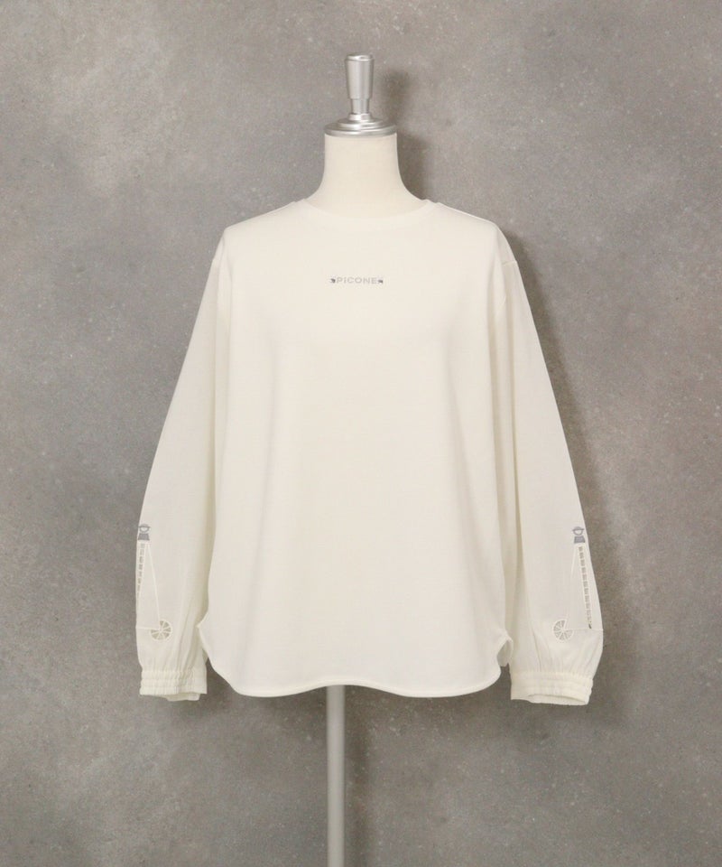 袖切替ポンチプルオーバー(ホワイト)前