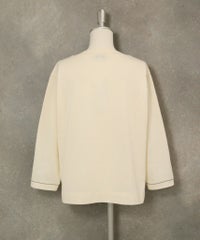 ラメ刺繍UV速乾七分袖プルオーバー後（ベージュ）