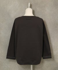 ラメ刺繍UV速乾七分袖プルオーバー後（グレー）