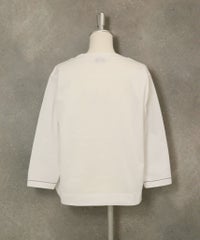 ラメ刺繍UV速乾七分袖プルオーバー後（ホワイト×グレー）