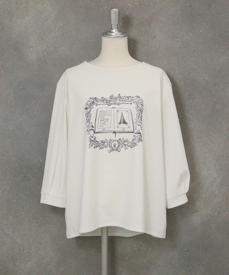 BOOKイラストUV冷感プルオーバー(ホワイト)前