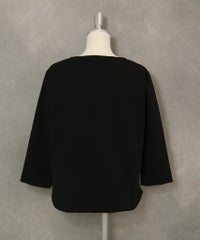 七分袖ダンボールプルオーバー後（ブラック）