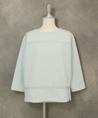 七分袖ダンボールプルオーバー後（ライトブルー）