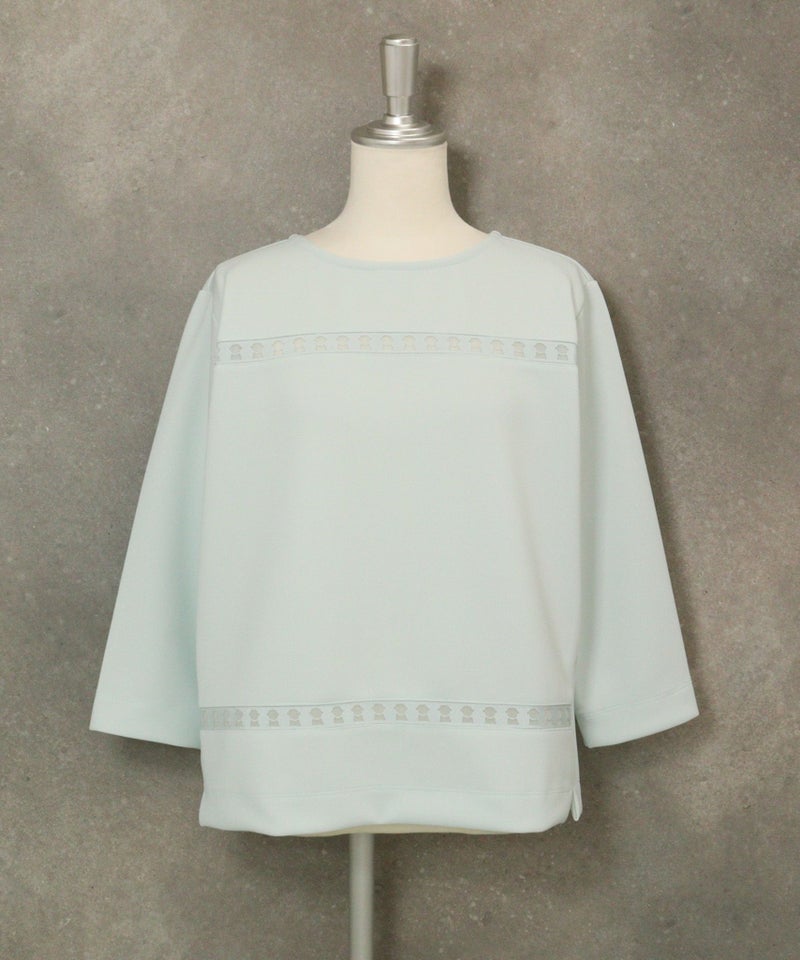 七分袖ダンボールプルオーバー後（ライトブルー）