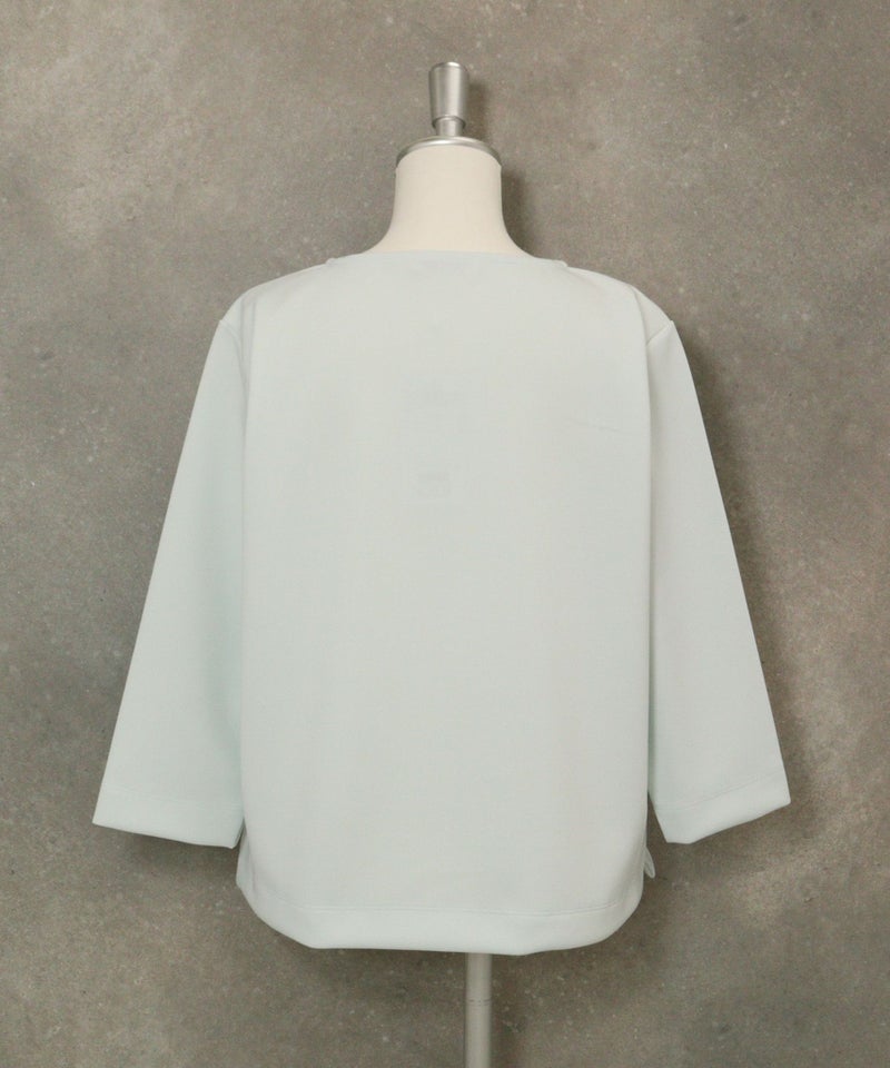 七分袖ダンボールプルオーバー後（ライトブルー）